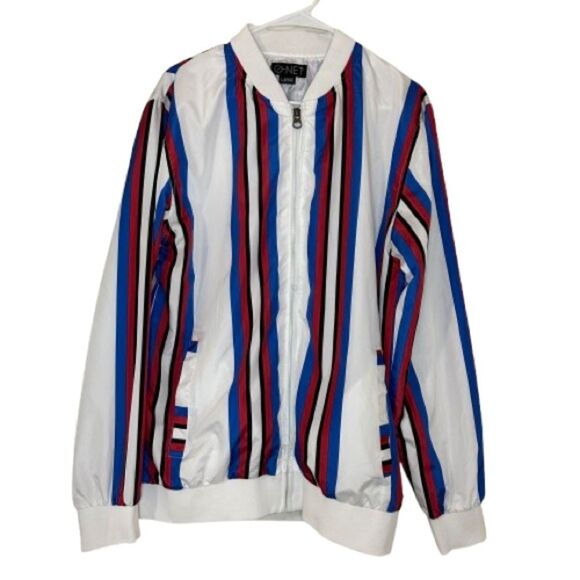 Men's Striped Nylon Windbreaker - Picture 1 of 8